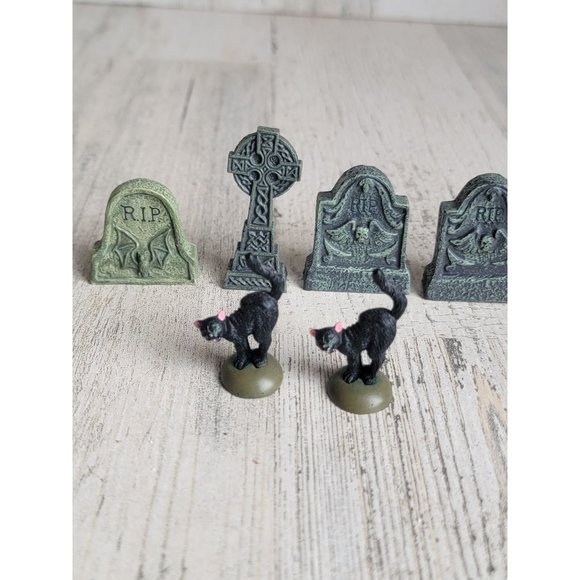 Dept 56 black cat Halloween Tombstone accessory xmas set - Picture 5 of 6